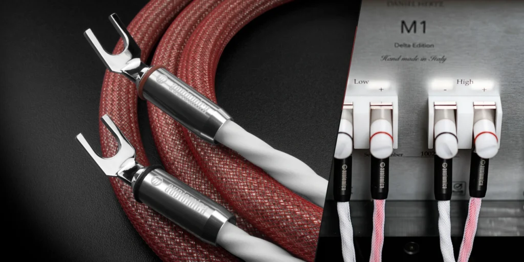Close-up views of audio cable terminations.